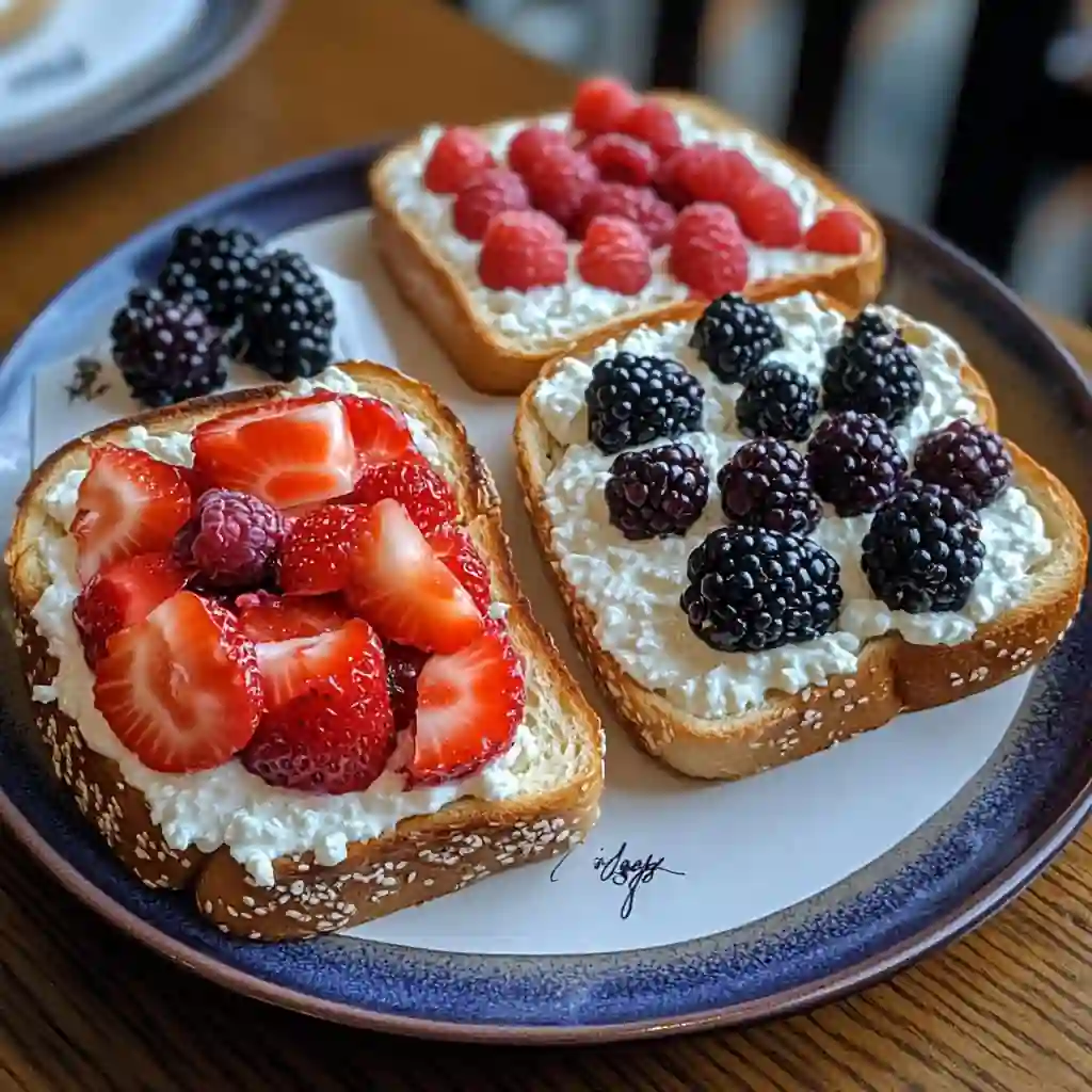 High-protein cottage cheese toasts with berries – healthy breakfast idea