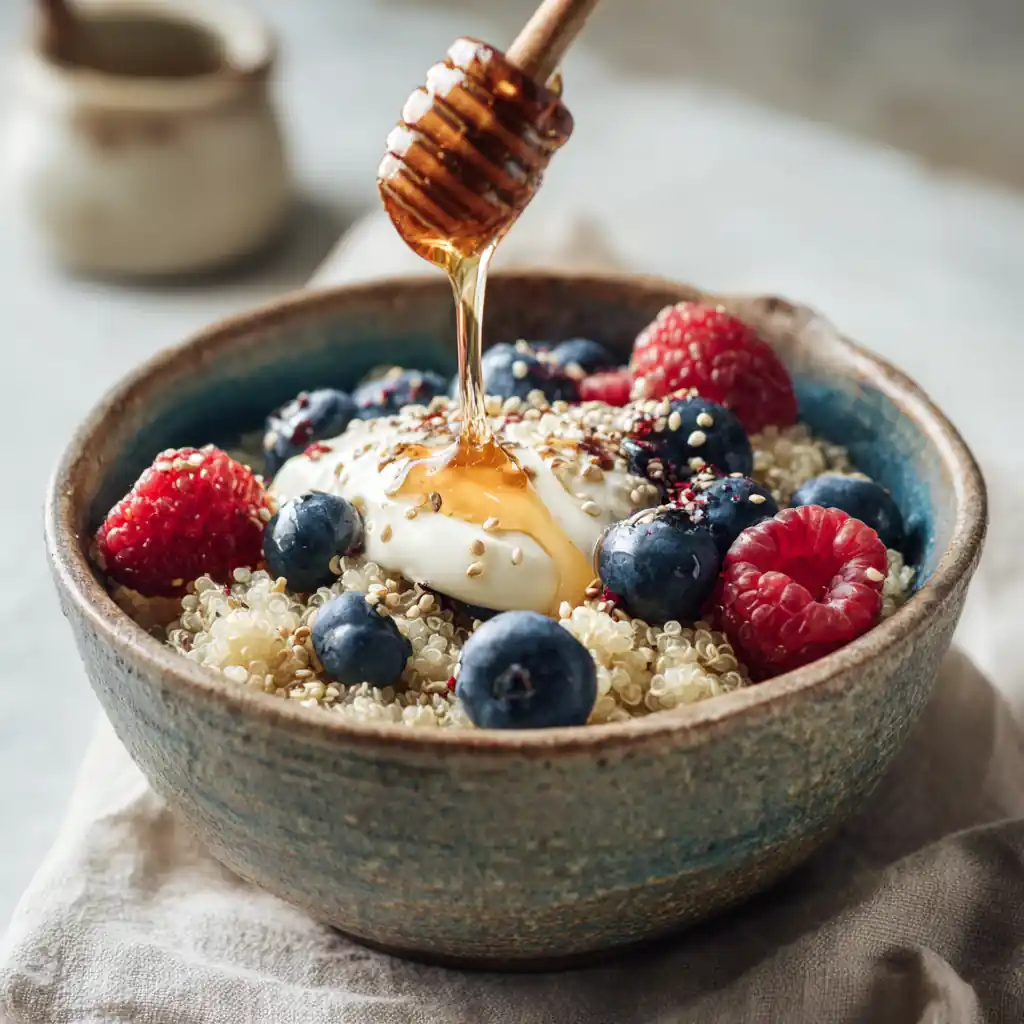 Quinoa berry breakfast bowl high protein no eggs