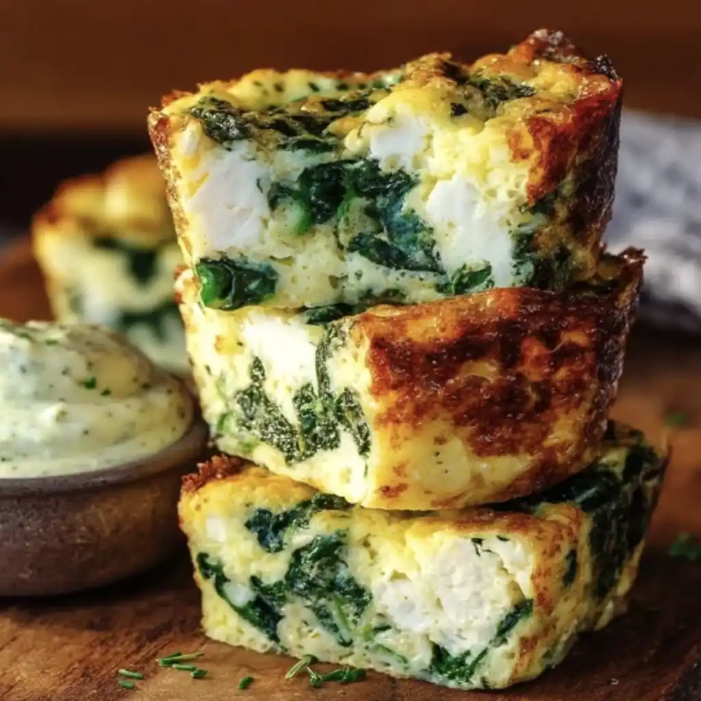 Delicious Cottage Cheese & Spinach Egg Bites served fresh