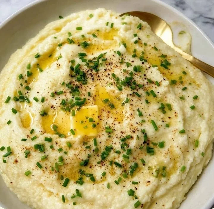 Creamy keto mashed cauliflower dish as a low-carb alternative to mashed potatoes