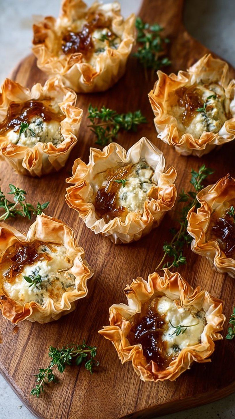 Caramelized Onion and Cheese Phyllo Bites