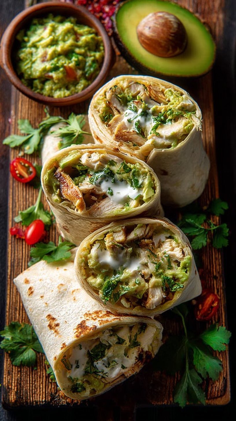 Chicken and Avocado Burritos with Fresh Herbs