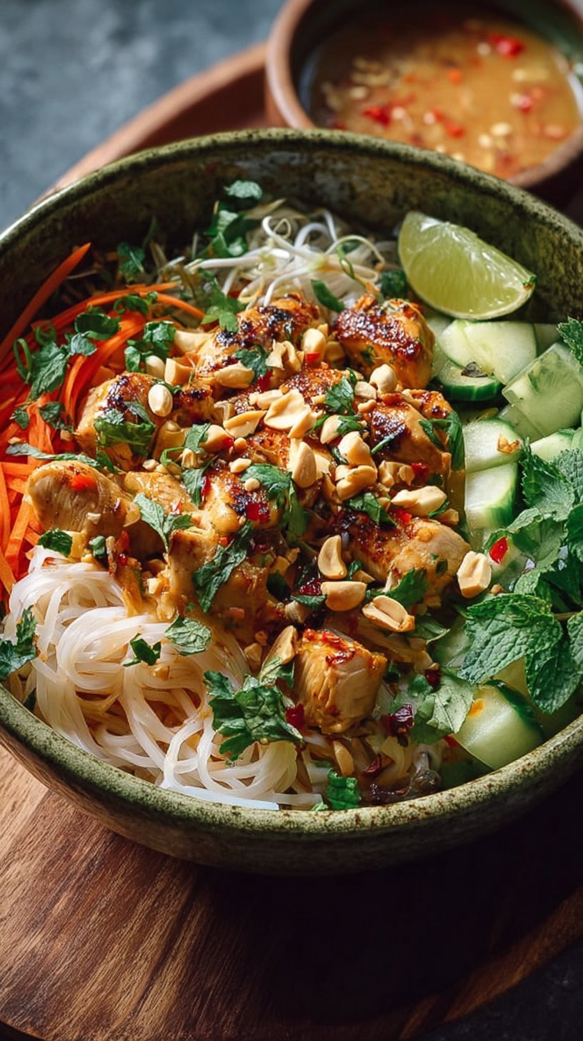 Easy Thai Peanut Chicken Noodle Bowls