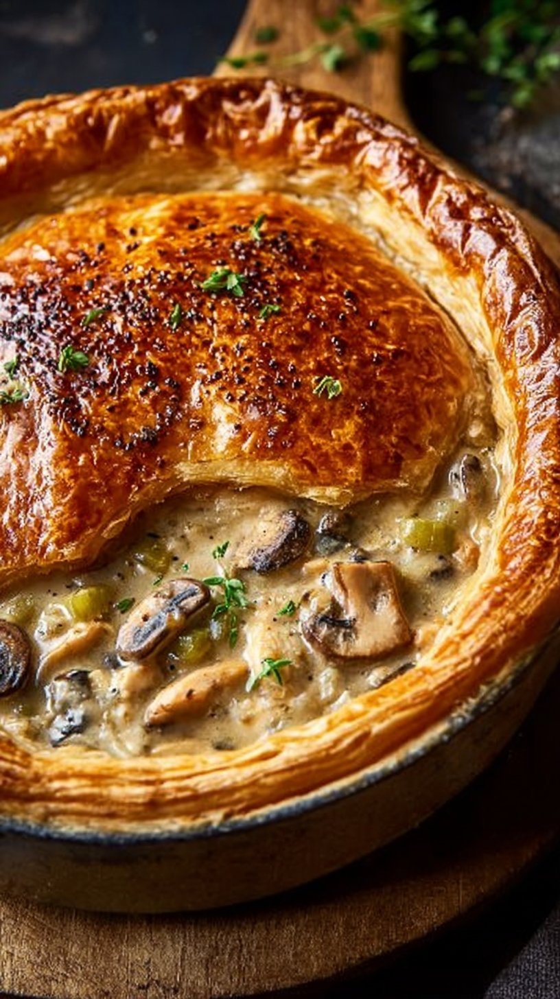 Creamy Chicken Mushroom and Leek Puff Pastry Pie