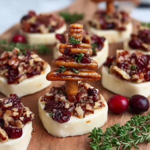 Candied pecan and cranberry brie bites served on a platter