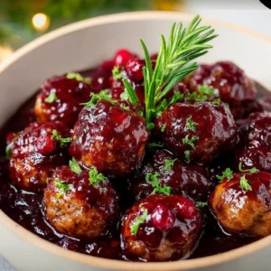 Plate of Christmas Cranberry Meatballs ready for holiday celebration