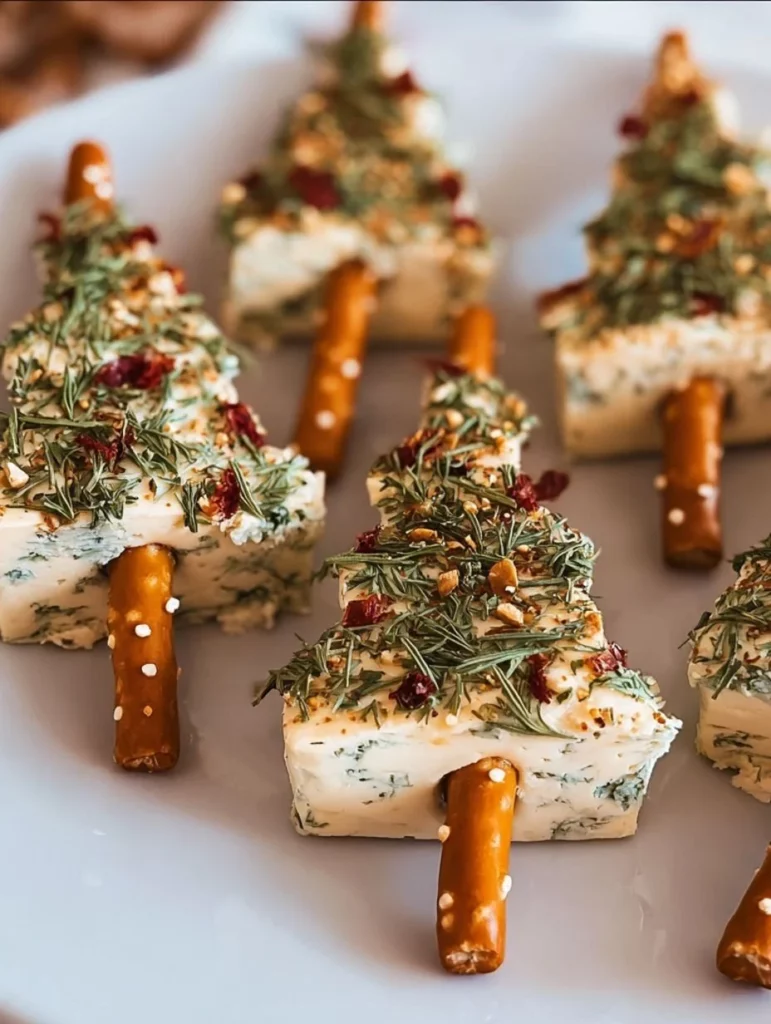 Festive Christmas Tree Cheese Bites arranged as a holiday appetizer