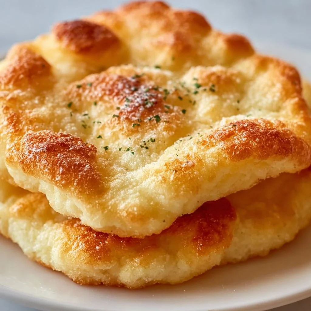 Fluffy Cottage Cheese Cloud Bread served on a wooden plate