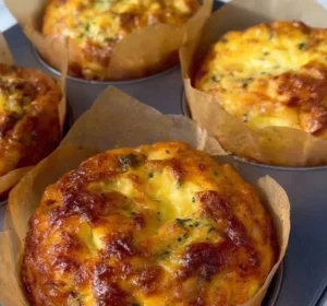 Delicious Cottage Cheese Egg Muffins baked with fresh vegetables