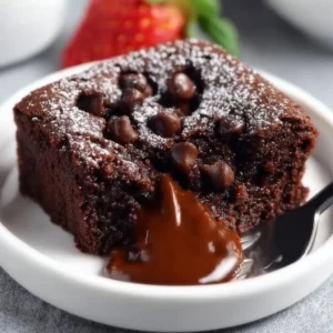 Delicious cottage cheese microwave brownie dessert in a bowl