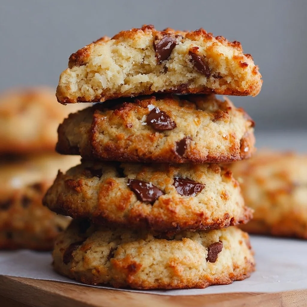 Delicious Cottage Cheese Protein Cookies on a plate, garnished with chocolate chips.