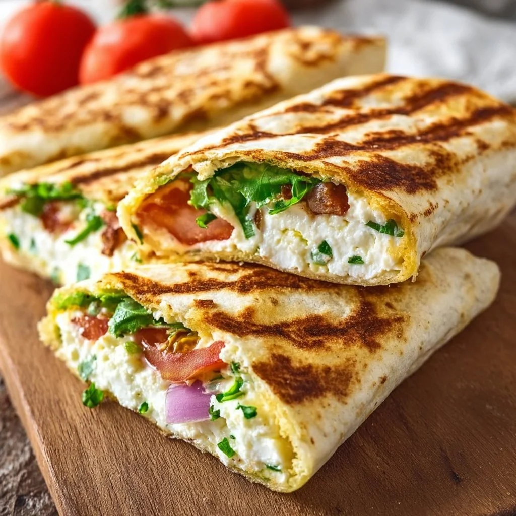Healthy cottage cheese wraps filled with fresh ingredients