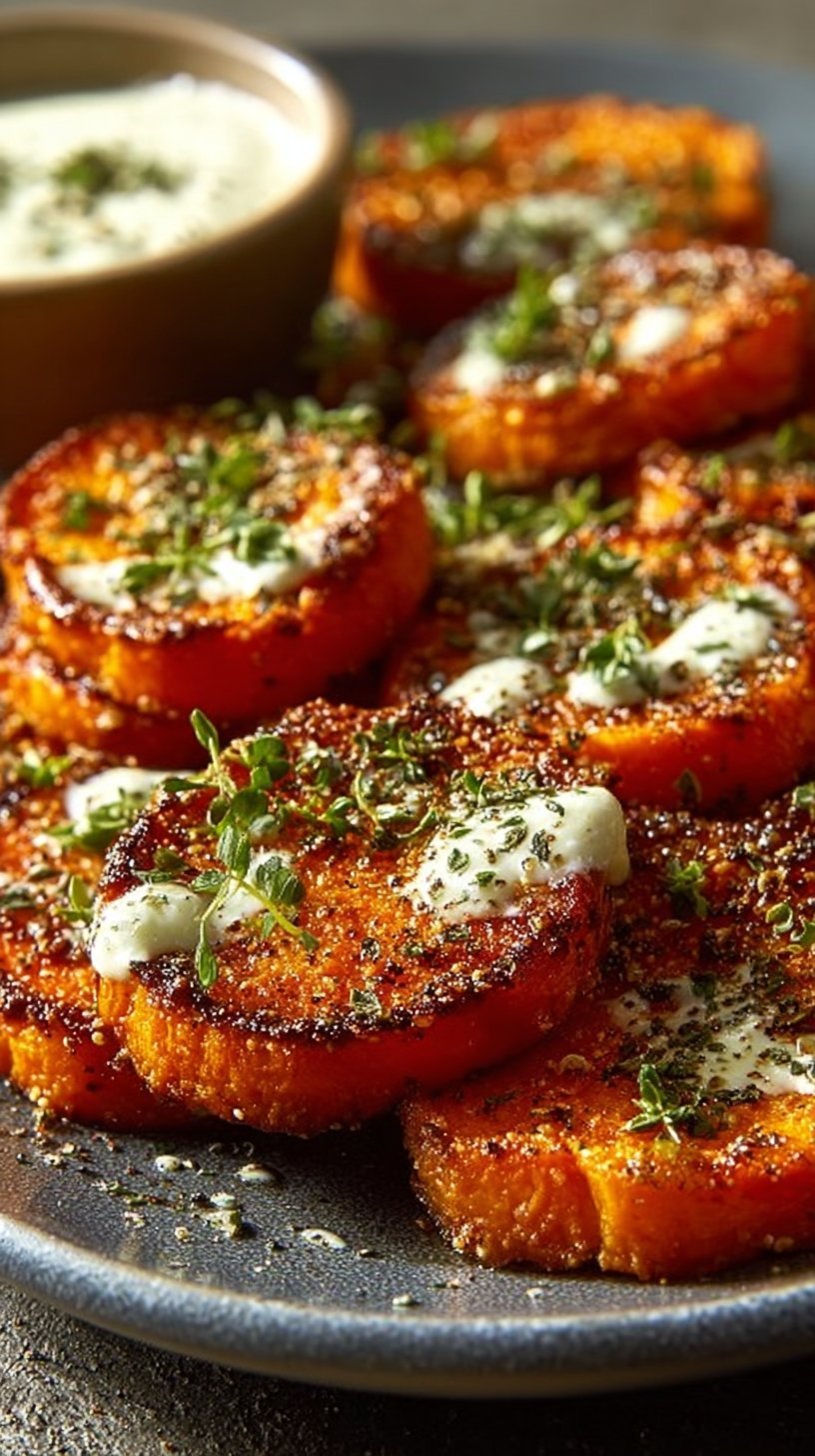 Crispy Herbed Sweet Potatoes with Garlic Lemon Aioli