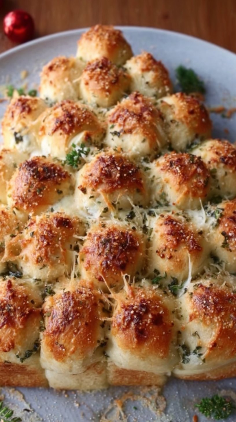 Cheesy Pull-Apart Christmas Tree Bread