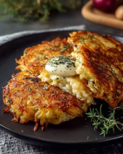 Delicious Four-Cheese Potato Rösti topped with melted cheese and crispy edges