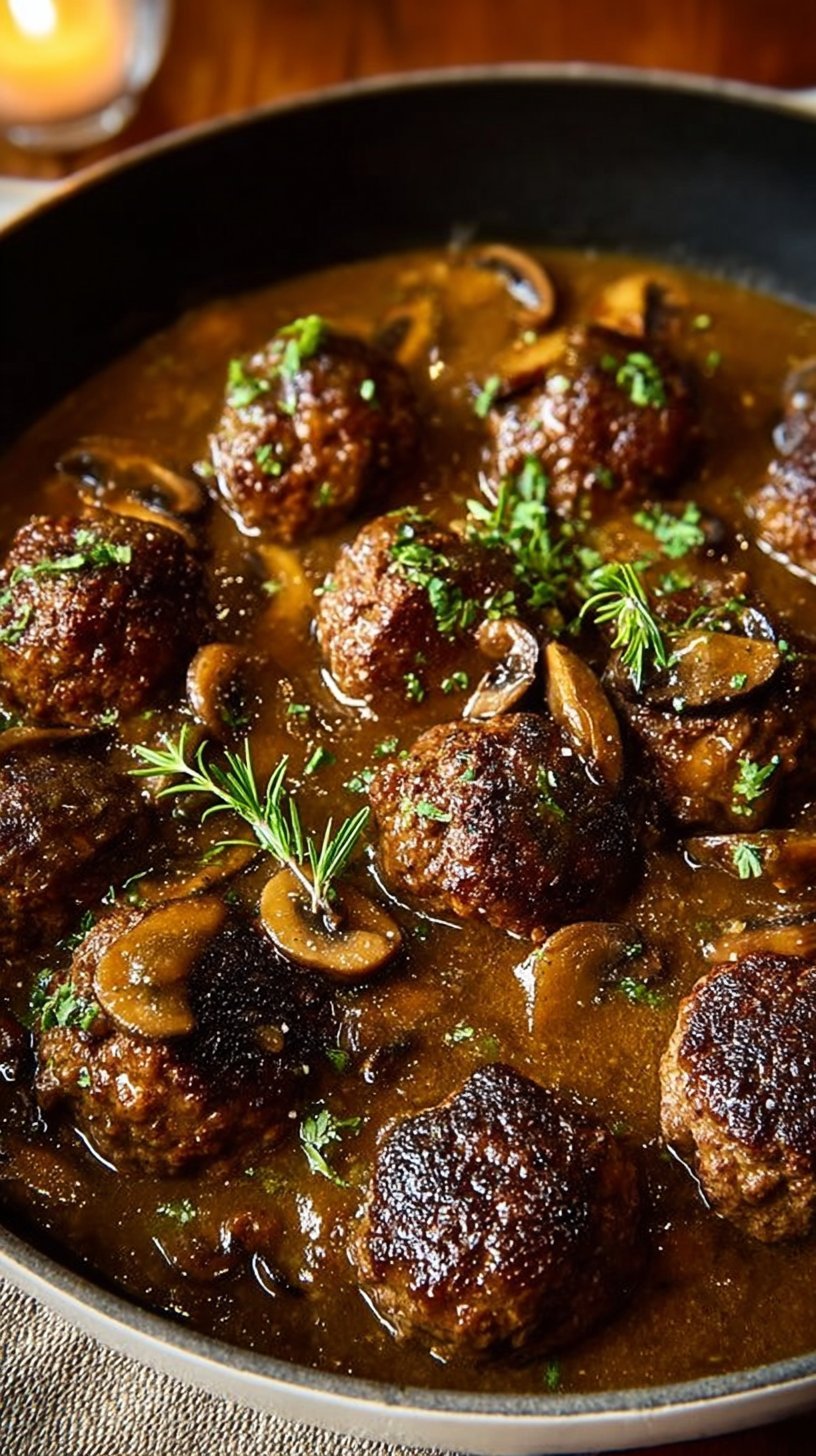 The Best Salisbury Steak Meatballs with Rich Mushroom Gravy