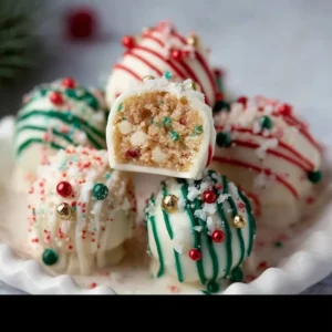 Delicious Little Debbie Christmas Tree Cake Truffles decorated for festive celebrations