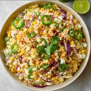 Bowl of Mexican Street Corn Coleslaw with fresh ingredients and vibrant colors.