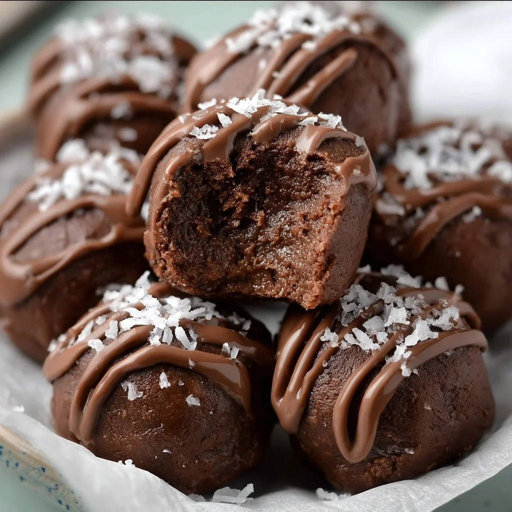 No-bake cottage cheese brownie batter protein bites with cocoa and nuts
