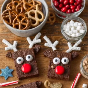 Festive reindeer food and crafts setup for a joyful reindeer party