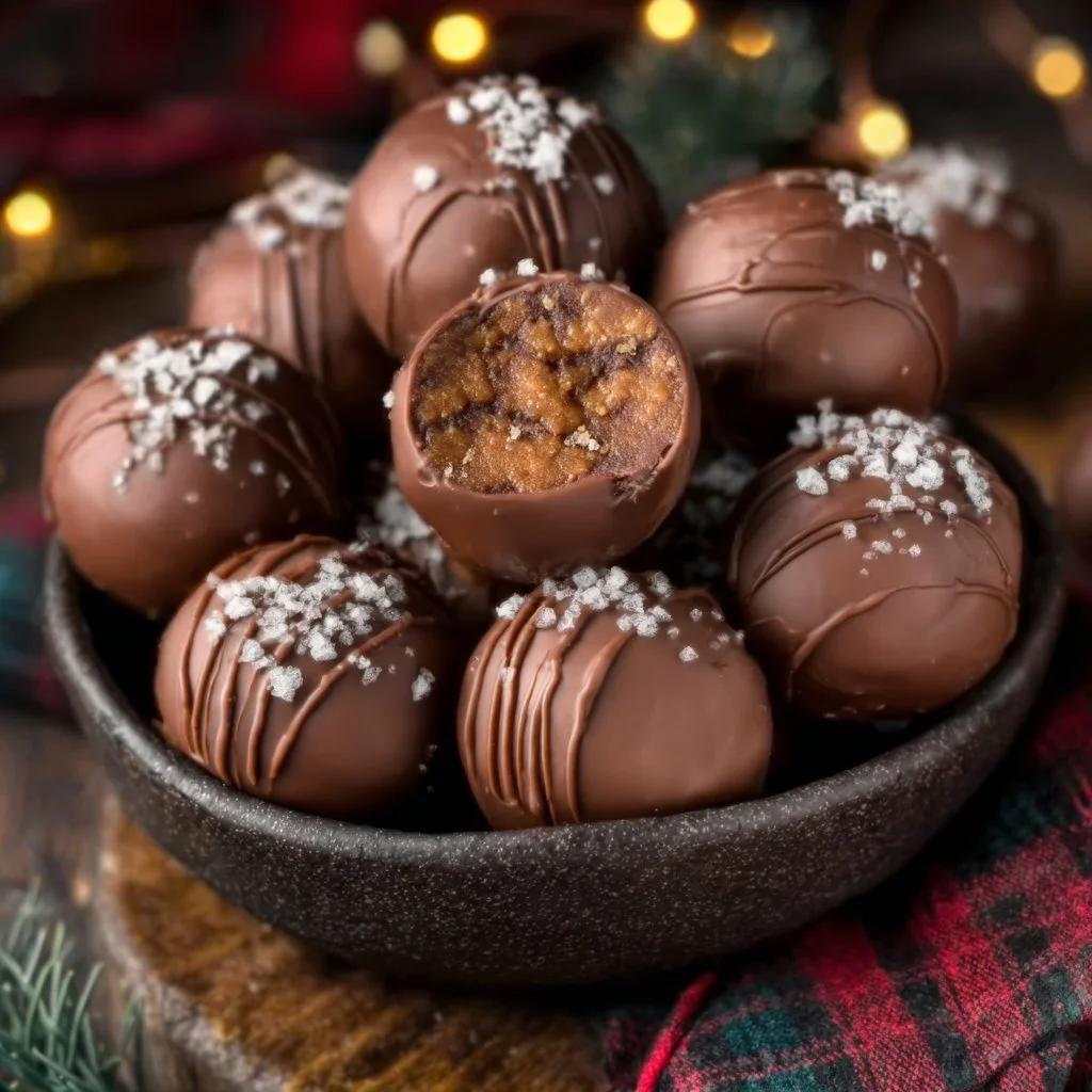 Homemade speculoos balls on a plate, showcasing their rich, spiced flavor.