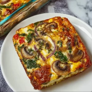 Thanksgiving Protein Egg Casserole with vegetables and herbs