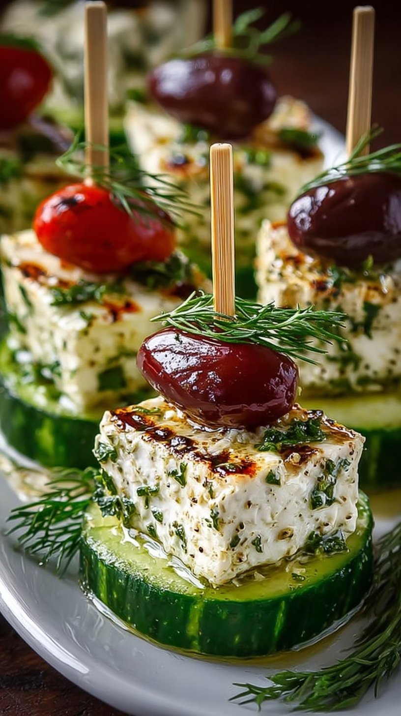 Greek Feta & Cucumber Bite Skewers