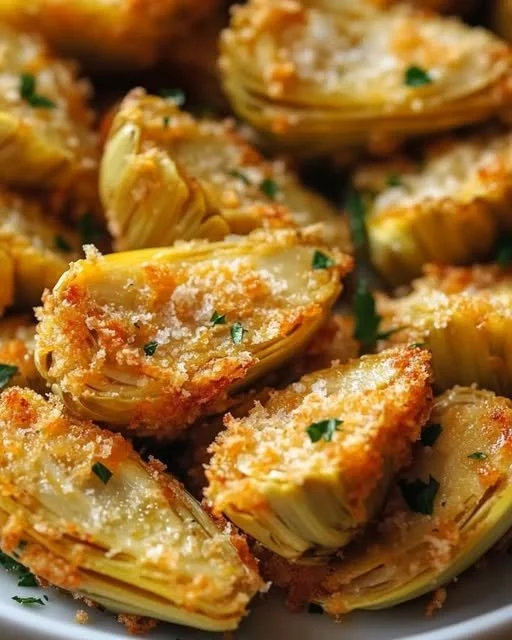Crispy Parmesan artichoke hearts served as a delicious appetizer